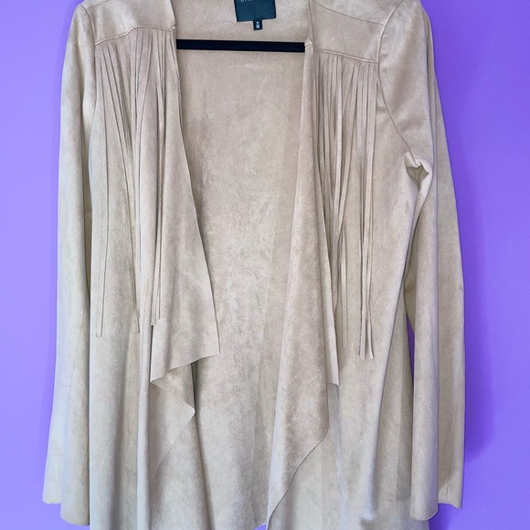 DYNAMITE Suede fringe jacket cardigan - Picture 2 of 4